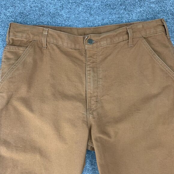 Carhartt Work Pants Mens 38x32 Pecan Original Dungaree Heavy Ripstop Cotton - Picture 4 of 13
